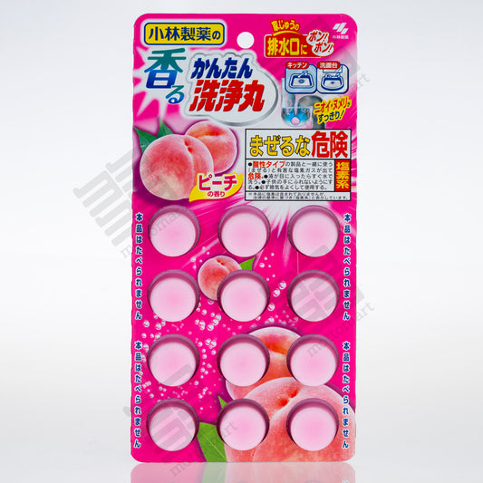 KOBAYASHI Easy Cleaner for Drain Tablet Peach (12 Pack) 小林製薬 香る かんたん洗浄丸 ピーチの香り